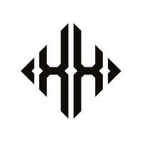 logo x. ruit monogram 2 brieven alfabet doopvont logo logotype borduurwerk vector