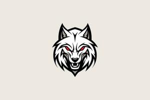 wit wolf hoofd logo - gaming mascotte met dreigend uitdrukking vector
