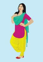 mooi Punjabi meisje vervelend traditioneel Punjabi stijl shalwar kameez vector