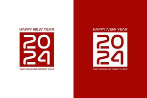 2024 nieuw jaar logo ontwerp, met getallen afgekapt binnen een rood plein vector