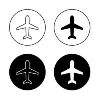 vliegtuig mode icoon vector in zwart cirkel. vlak teken symbool