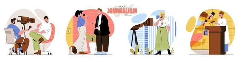 uw journalistiek concept scènes set vector