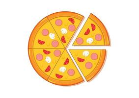 peperoni kaas pizza vector vlak ontwerp