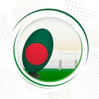 vlag van Bangladesh Aan rugby bal. ronde rugby icoon met vlag van bangladesh. vector