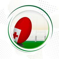 vlag van Tonga Aan rugby bal. ronde rugby icoon met vlag van Tonga. vector