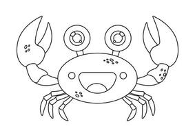 kleur bladzijde van een schattig tekenfilm krab vector illustratie