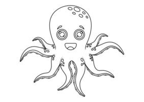 kleur bladzijde van een Octopus tekenfilm karakter vector. zwart en wit tekenfilm Octopus vector