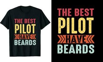 het beste piloot hebben baarden grappig piloot lang mouw t-shirt of piloot t overhemd ontwerp of baarden t-shirt ontwerp vector