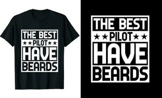 het beste piloot hebben baarden grappig piloot lang mouw t-shirt of piloot t overhemd ontwerp of baarden t-shirt ontwerp vector