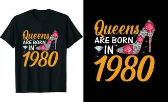 koninginnen zijn geboren in of verjaardag t overhemd ontwerp of typografie t-shirt ontwerp of verjaardag citaten of poster ontwerp of verjaardag vector of dimond t overhemd ontwerp