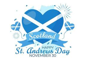 gelukkig st andrew dag vector illustratie Aan 30 november met Schotland vlag in nationaal vakantie viering vlak tekenfilm blauw achtergrond ontwerp