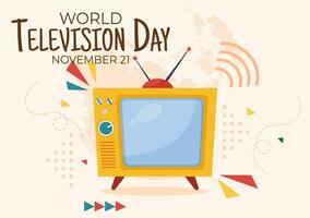 wereld televisie dag vector illustratie Aan november 21 met TV voor web banier of poster in vlak tekenfilm achtergrond ontwerp