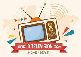 wereld televisie dag vector illustratie Aan november 21 met TV voor web banier of poster in vlak tekenfilm achtergrond ontwerp