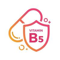 vitamine b5 pil schild icoon logo bescherming, geneeskunde heide vector illustratie