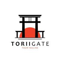 Japans torii poort logo ontwerp vector illustratie sjabloon