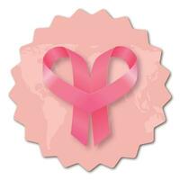 roze lint sticker voor wereld borst kanker bewustzijn maand in oktober. vector illustratie. eps 10.