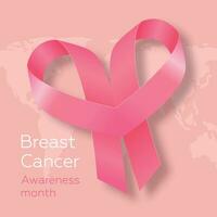 kaart met roze lint voor wereld borst kanker bewustzijn maand in oktober. Internationale dag tegen borst kanker. modern illustratie. vector