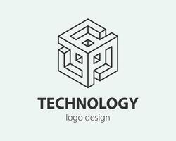 technologie logo lijn ontwerp. logotype voor digitaal bedrijf. vector