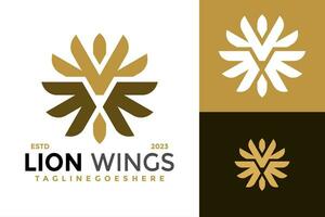 leeuw vleugel logo ontwerp vector symbool icoon illustratie