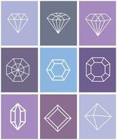 diamanten en edelstenen lijn pictogrammen set. vector kristal en juweel lineair logo ontwerp elementen. luxe en premie symbolen in een minimaal stijl