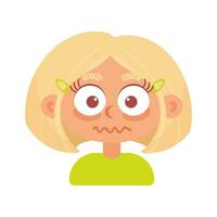 grappig grote oren blond meisje met een plein is doodsbang, bang. in tekenfilm stijl. menselijk emoties. psychologisch Gezondheid, welness vector