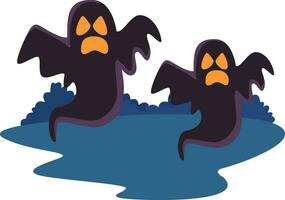 reeks van kleding geesten. vliegend fantomen. halloween eng spookachtig monsters. schattig tekenfilm spookachtig karakters. vakantie silhouetten. vector