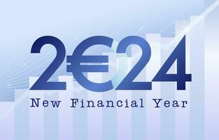 2024 financieel logo met euro teken. bedrijf achtergrond. de nieuw financieel jaar 2024 in Europa. kalender titel concept. ontwerper Hoes ontwerp. geïsoleerd blauw aantal 20 24. een gelukkig nieuw jaar 2024. vector