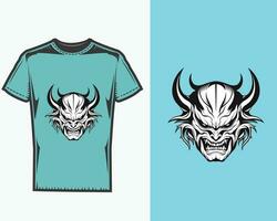 wit demon-achtig gezicht ontwerp Aan groen t-shirt vector