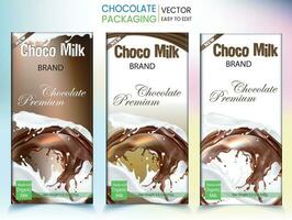 chocola verpakking, chocola label, olijf- pak, Choco banaan pak, gemengd smaak chocola, vrij vector verpakking, smaak chocola, chocolade bar, kokosnoot bar vector