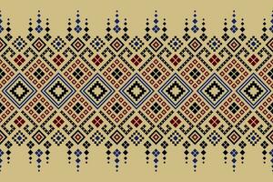 natuur jaargangen kruis steek traditioneel etnisch patroon paisley bloem ikat achtergrond abstract aztec Afrikaanse Indonesisch Indisch naadloos patroon voor kleding stof afdrukken kleding jurk tapijt gordijnen en sarong vector