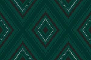 groen kruis steek kleurrijk meetkundig traditioneel etnisch patroon ikat naadloos patroon grens abstract ontwerp voor kleding stof afdrukken kleding jurk tapijt gordijnen en sarong aztec Afrikaanse Indisch Indonesisch vector