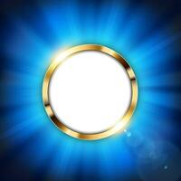 metalen goud ring met tekst ruimte en blauw licht verlicht, vector illustratie