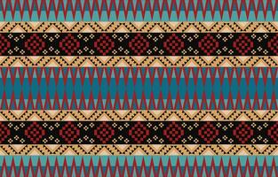 etnisch abstract ikat kunst. aztec ornament afdrukken. meetkundig etnisch patroon naadloos kleur oosters. ontwerp voor achtergrond ,gordijn, tapijt, behang, kleding, inpakken, batik, vector illustratie.