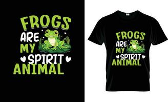 kikkers zijn mijn geest dier kleurrijk grafisch t-shirt, t-shirt afdrukken mockup vector
