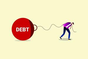 gewicht of schuld probleem, faillissement of financieel probleem, zwaar schuld last naar betalen uit vector
