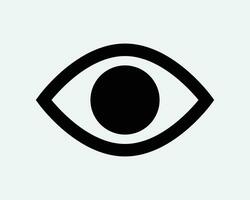 oog icoon menselijk oogbol zien zicht visie gezichtsvermogen zicht lens visie kijk maar optisch optiek illuminati aan het kijken zwart wit schets vorm vector teken symbool