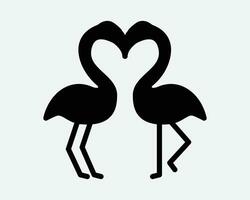 flamingo liefde icoon paar twee paar- vogel kus zoenen romantisch romance minnaar Valentijn dieren in het wild dier zoom terug silhouet vorm teken symbool vector