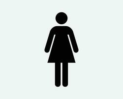 vrouw stok figuur icoon vrouw meisje dame Dames persoon geslacht seks uithangbord badkamer toilet toilet wasruimte zwart silhouet vorm vector symbool teken