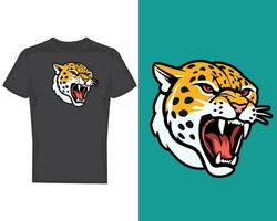 brullen jaguar grafisch, een levendig Scherm Aan zwart kleding stof vector