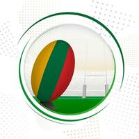 vlag van Litouwen Aan rugby bal. ronde rugby icoon met vlag van Litouwen. vector