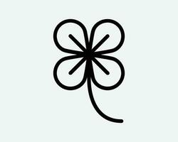 vier blad Klaver lijn icoon 4 bladeren fabriek natuur geluk Lucky bloem groen biologisch Ierland Iers st Patrick dag zwart lijn schets vector teken symbool