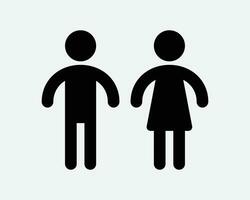 jongen meisje icoon mannetje vrouw Mens vrouw kinderen kind kinderen toilet badkamer toilet teken zwart wit schets vorm vector clip art grafisch artwork symbool