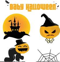 schattig baby halloween vector met Castilië en vleermuizen