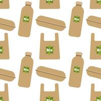 patroon biologisch afbreekbaar verpakking zak doos houder fles. ecologie concept. vector