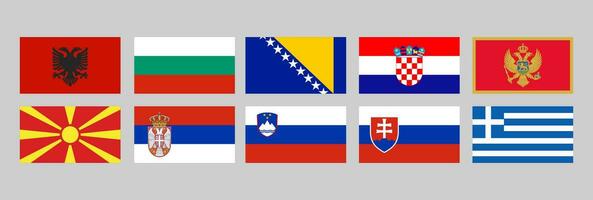 Europese land vlaggen, albanië, bulgarije, Bosnië herzegovina, Kroatië, Montenegro, Macedonië, servië, Slowakije, Slovenië, Griekenland vector