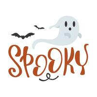 happy halloween vector belettering. vakantie belettering voor banner. happy halloween poster, wenskaart, uitnodiging voor feest. vectorillustratie.