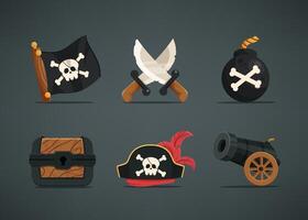 set van 6 aanwinsten voor piratenkarakter. vector