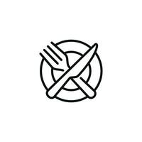 restaurant lijn icoon geïsoleerd Aan wit achtergrond. vork, mes, en bord icoon vector