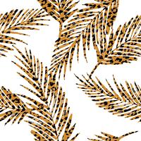 Naadloos exotisch patroon met palmbladen en dierlijk patroon. vector