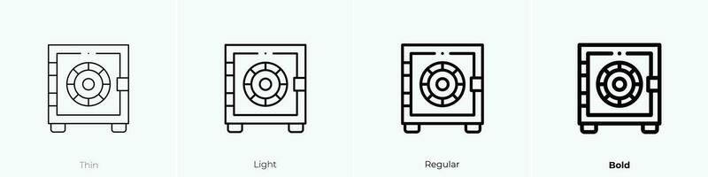 kluis icoon. dun, licht, regelmatig en stoutmoedig stijl ontwerp geïsoleerd Aan wit achtergrond vector